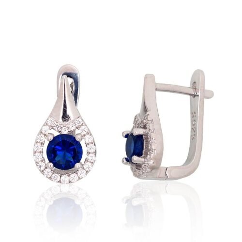 Silver earrings with 'english' lock with Zirkons