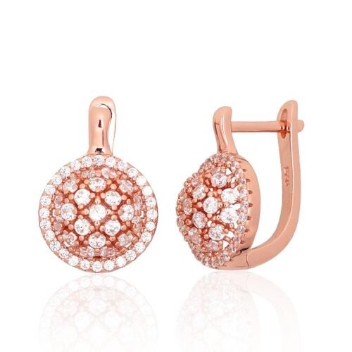 Silver earrings with 'english' lock with Zirkons