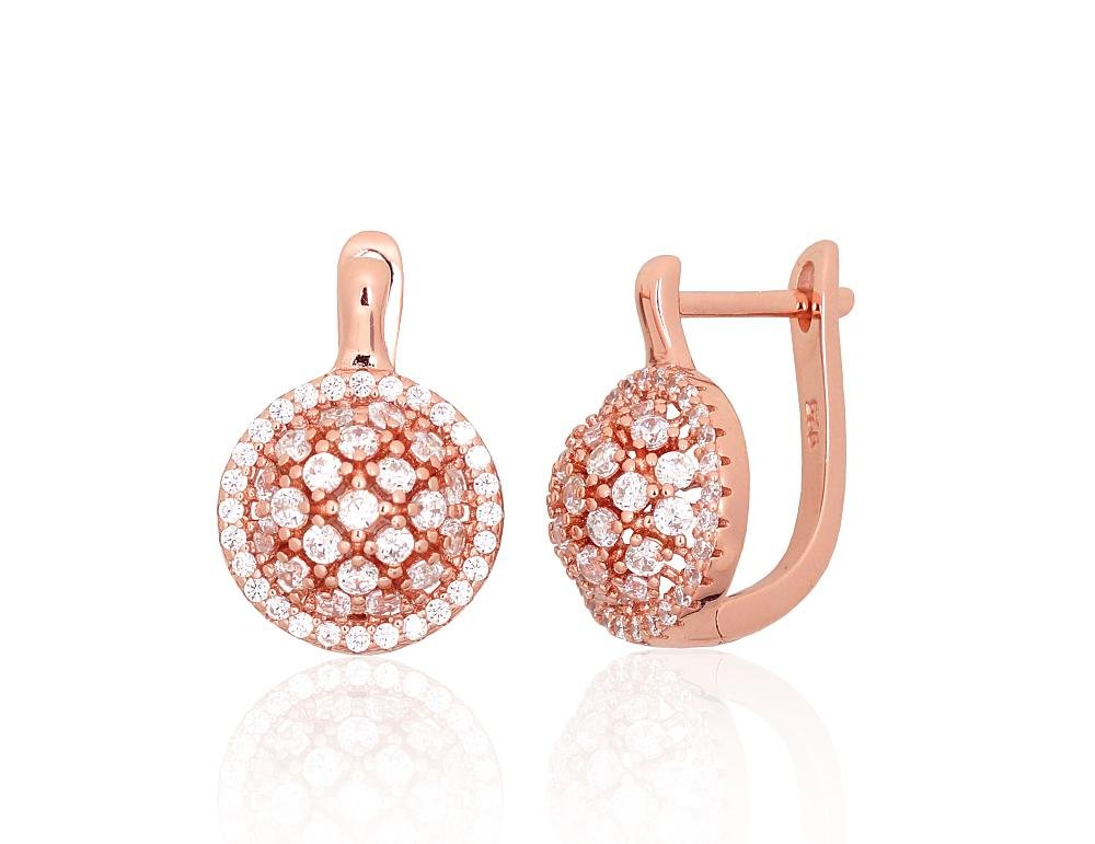 Silver earrings with 'english' lock with Zirkons