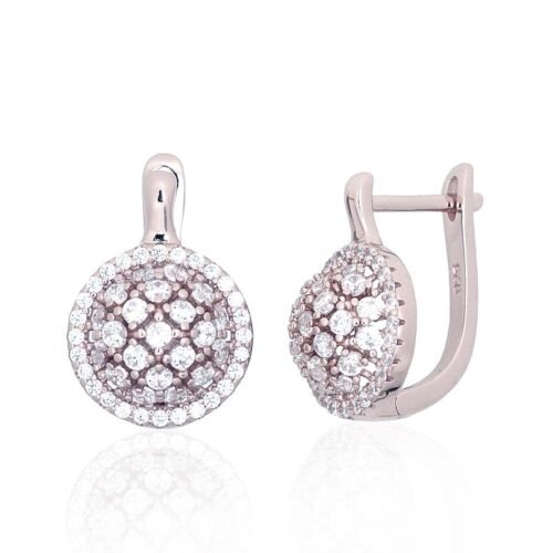 Silver earrings with 'english' lock with Zirkons