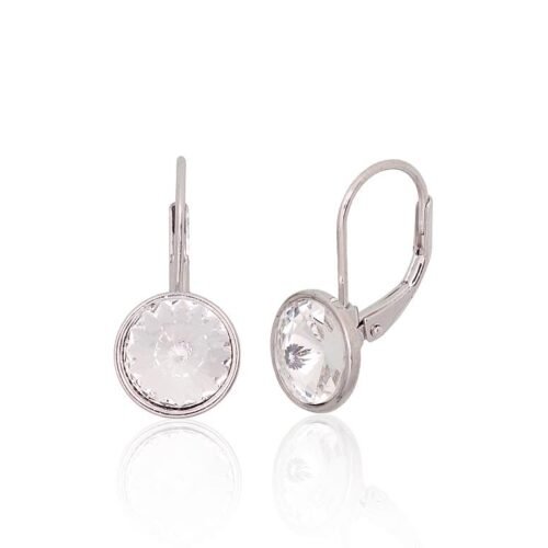 Silver earrings with 'english' lock with Crystals