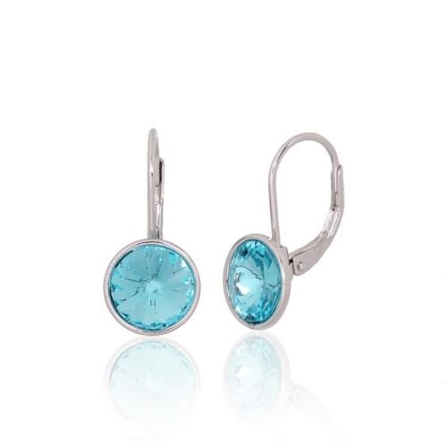 Silver earrings with 'english' lock with Crystals