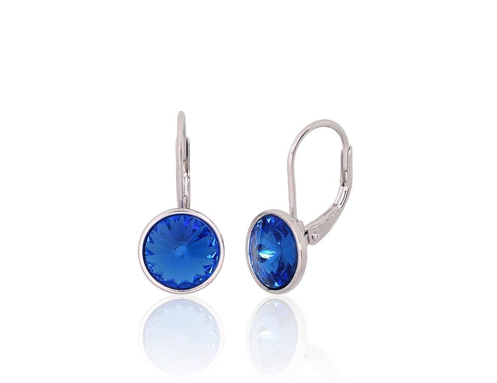 Silver earrings with 'english' lock with Crystals