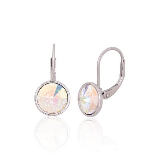 Silver earrings with 'english' lock with Crystals