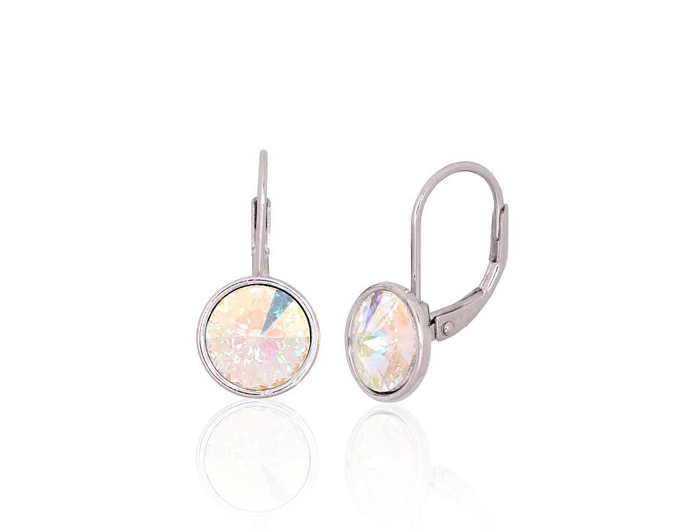 Silver earrings with 'english' lock with Crystals