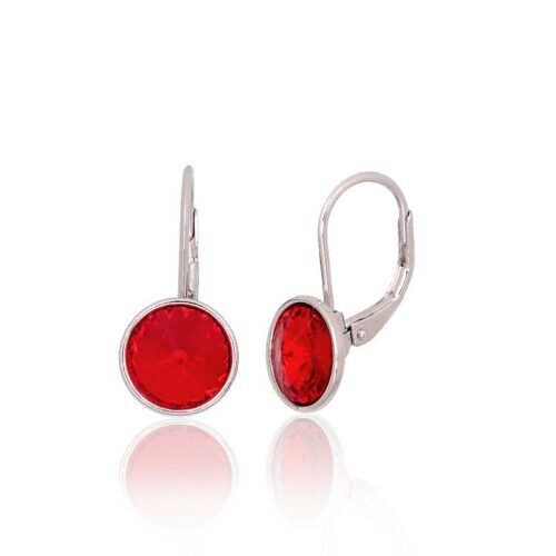 Silver earrings with 'english' lock with Crystals