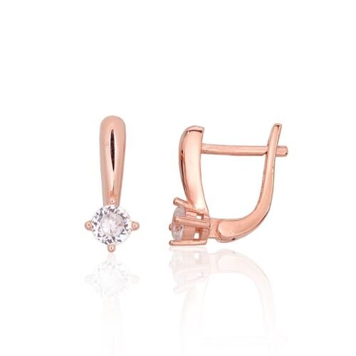 Silver earrings with 'english' lock with Zirkons