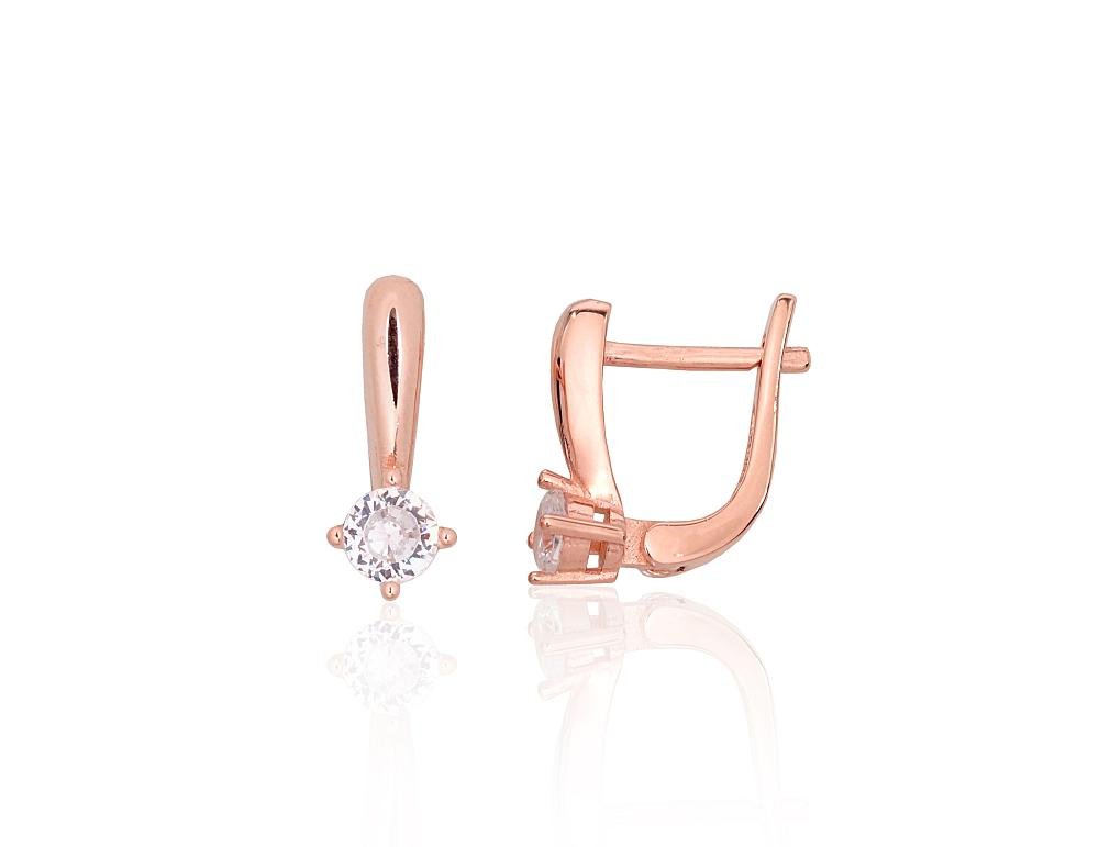 Silver earrings with 'english' lock with Zirkons
