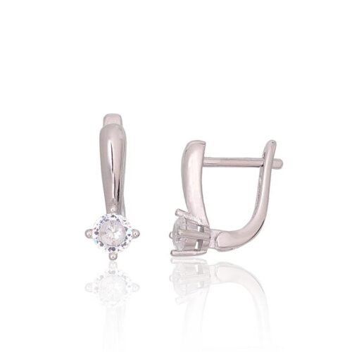 Silver earrings with 'english' lock with Zirkons