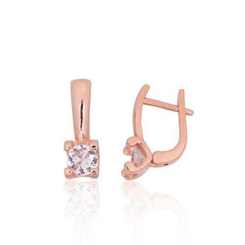 Silver earrings with 'english' lock with Zirkons