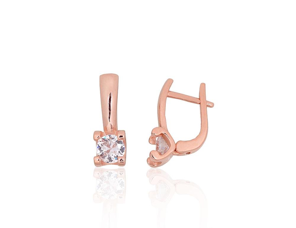 Silver earrings with 'english' lock with Zirkons
