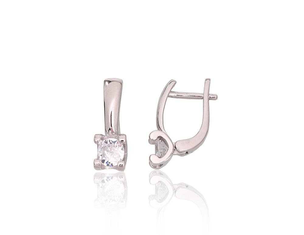 Silver earrings with 'english' lock with Zirkons
