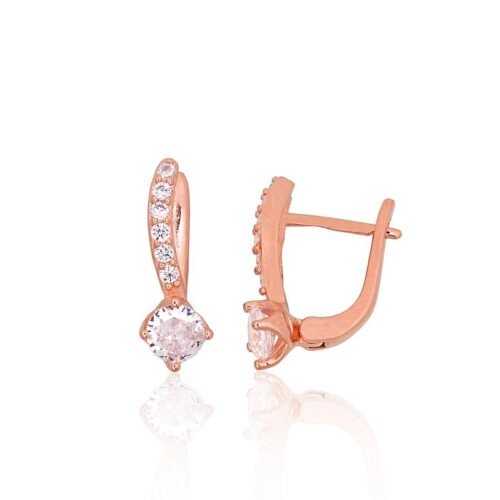 Silver earrings with 'english' lock with Zirkons