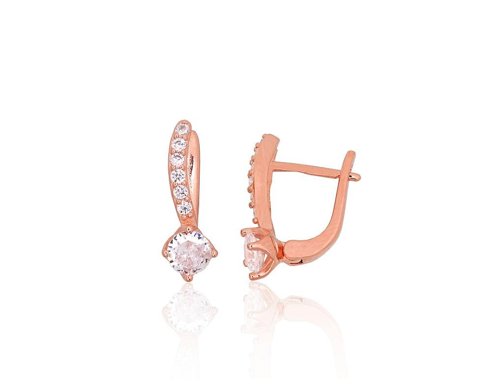 Silver earrings with 'english' lock with Zirkons