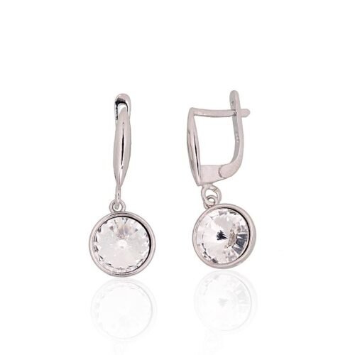 Silver earrings with 'english' lock with Crystals