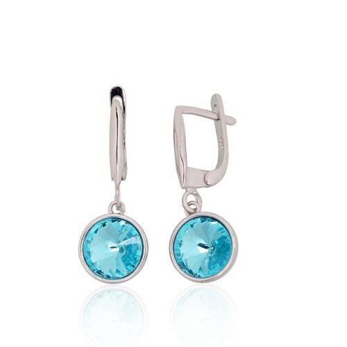Silver earrings with 'english' lock with Crystals
