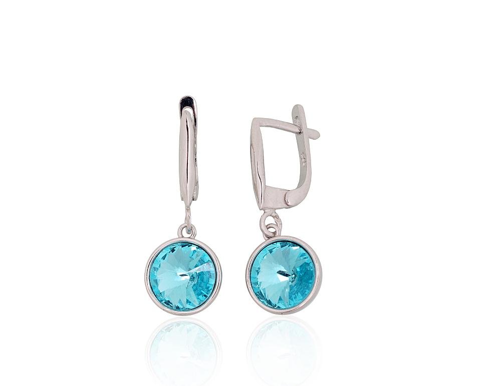 Silver earrings with 'english' lock with Crystals