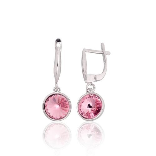 Silver earrings with 'english' lock with Crystals