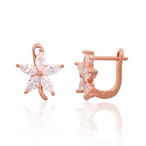 Silver earrings with 'english' lock with Zirkons