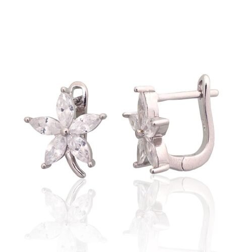 Silver earrings with 'english' lock with Zirkons