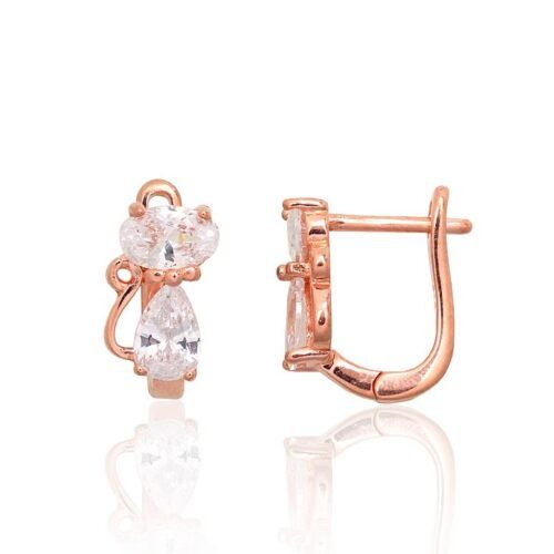 Silver earrings with 'english' lock with Zirkons