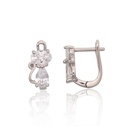 Silver earrings with 'english' lock with Zirkons