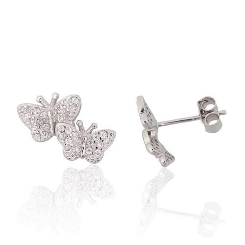 Silver stud earrings with Zirkons