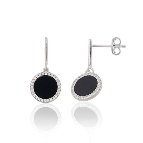 Silver stud earrings with Zirkons , Onix