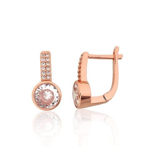 Silver earrings with 'english' lock with Zirkons