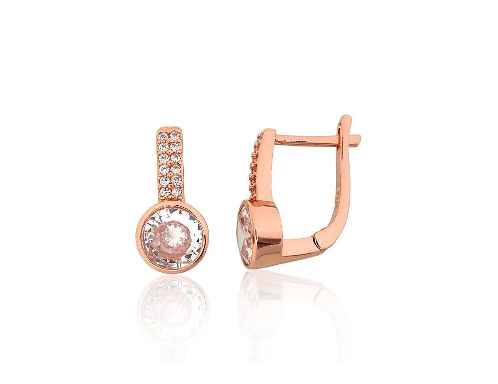 Silver earrings with 'english' lock with Zirkons