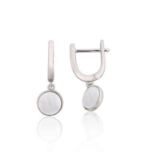 Silver earrings with 'english' lock with Mother-of-pearl