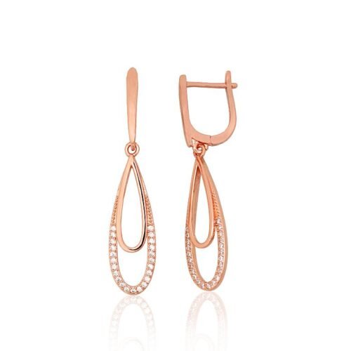 Silver earrings with 'english' lock with Zirkons
