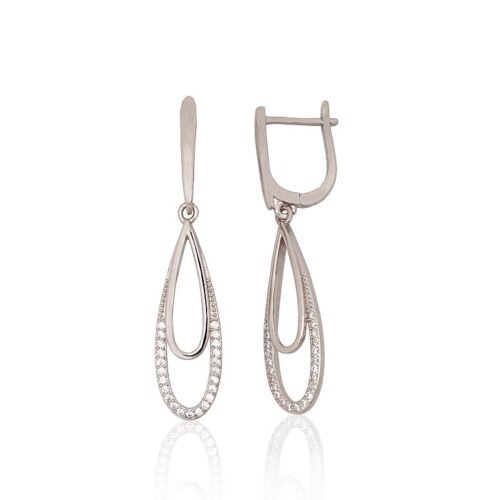 Silver earrings with 'english' lock with Zirkons
