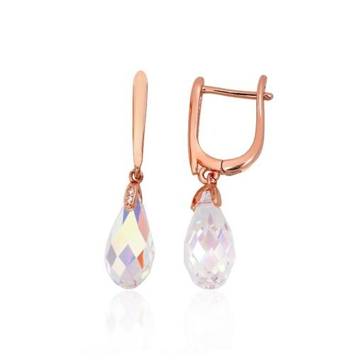 Silver earrings with 'english' lock with Zirkons