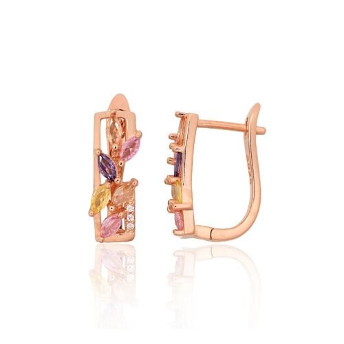 Silver earrings with 'english' lock with Zirkons
