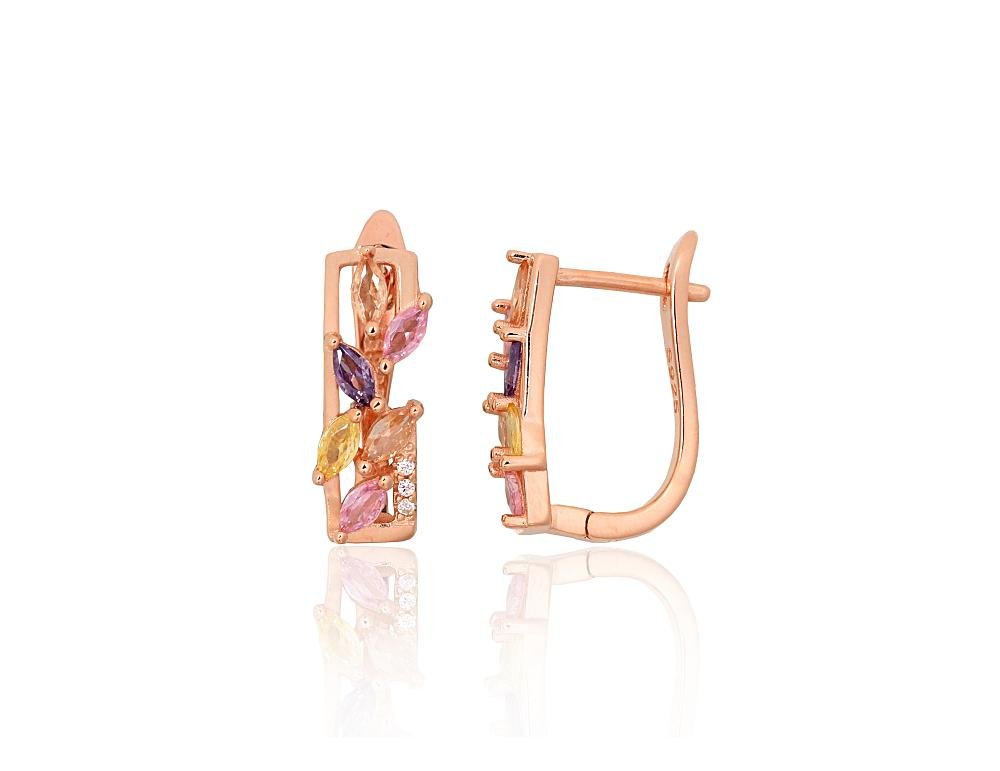 Silver earrings with 'english' lock with Zirkons