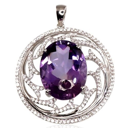 Silver pendant with Zirkons , Amethyst