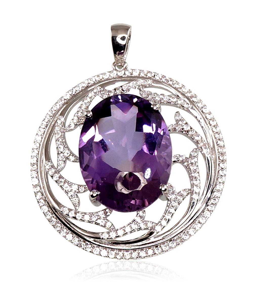Silver pendant with Zirkons , Amethyst