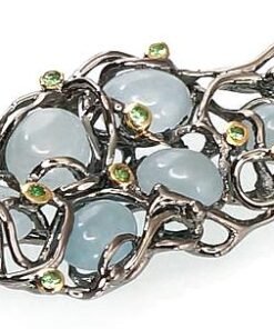 Alternative view of Silver pendant with Aquamarine , Tsavorite