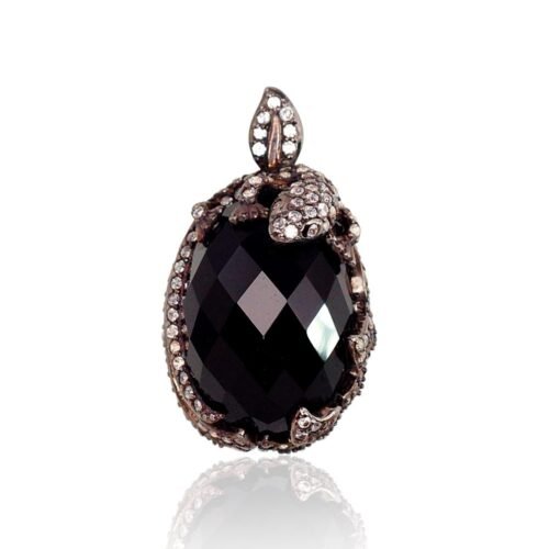 Silver pendant with Zirkons , Onix