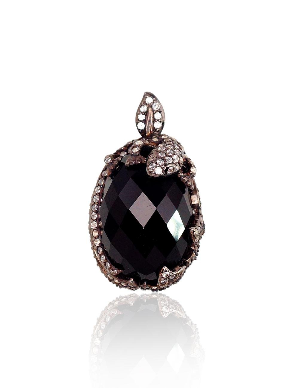 Silver pendant with Zirkons , Onix