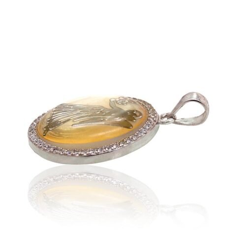 Alternative view of Silver pendant with Zirkons , Mother-of-pearl