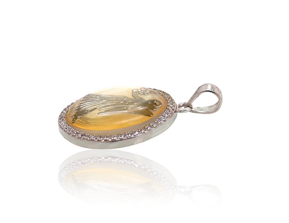 Silver pendant with Zirkons , Mother-of-pearl - Image 2