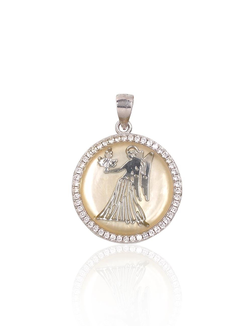 Silver pendant with Zirkons , Mother-of-pearl