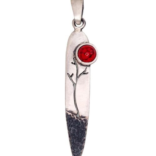 Silver pendant with Coral (Imitation)