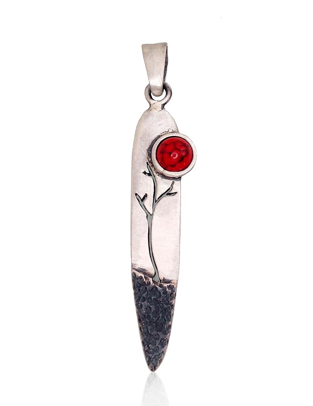 Silver pendant with Coral (Imitation)