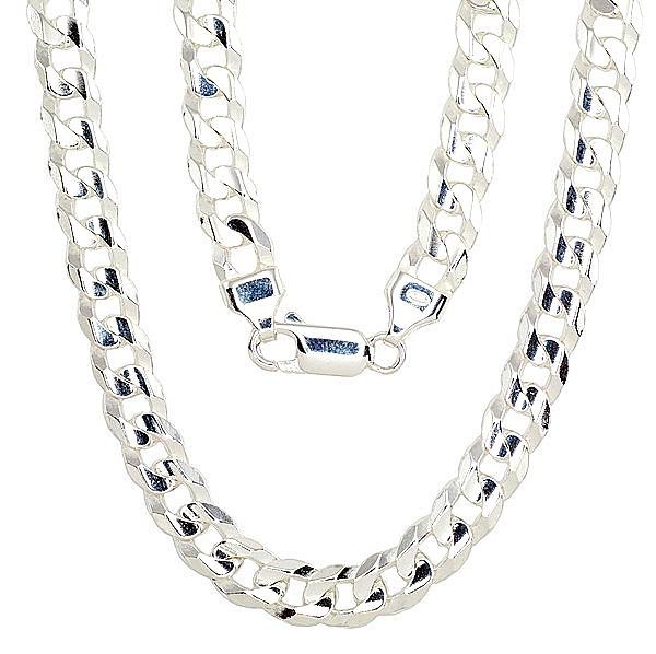 Silver chain Curb 6.9 mm , diamond cut