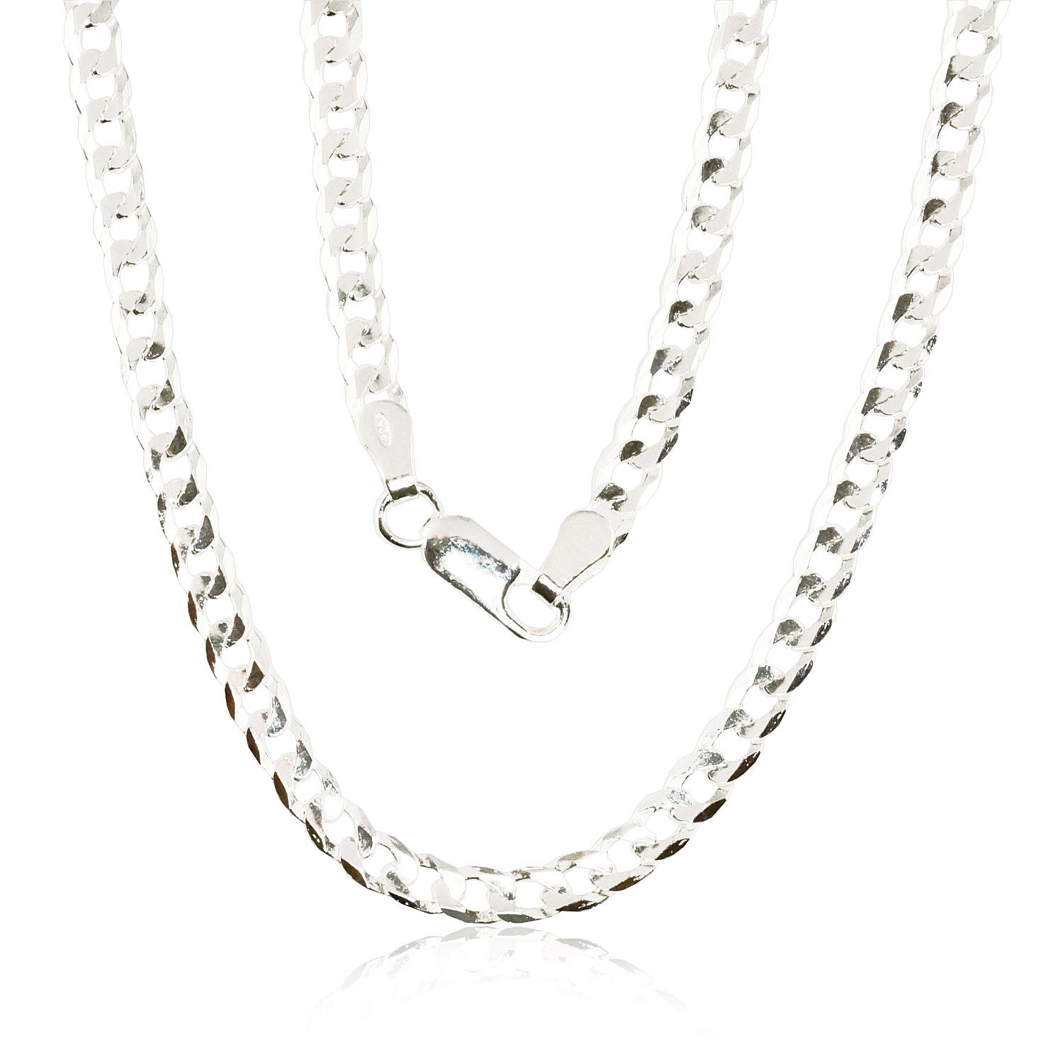 Silver chain Curb 3.9 mm , diamond cut