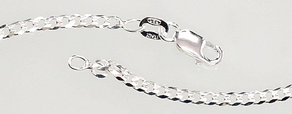 Silver chain Curb 2.5 mm , diamond cut - Image 2