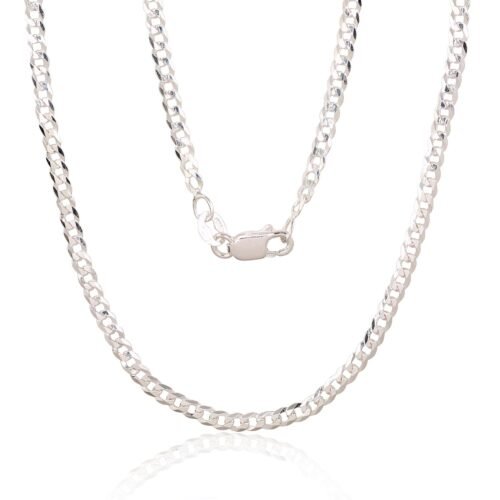 Silver chain Curb 2.5 mm , diamond cut
